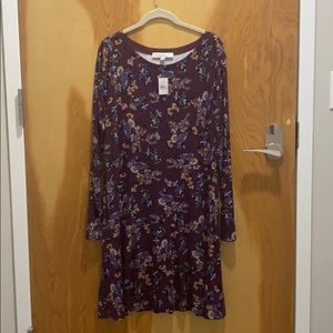 LOFT Long-Sleeved Floral Swing Dress - NWT
